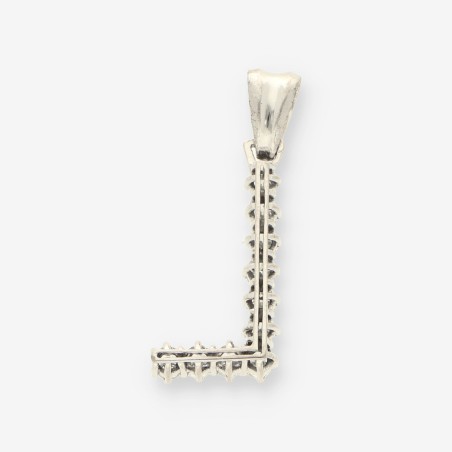 Colgante L en oro blanco 18kt y brillantes