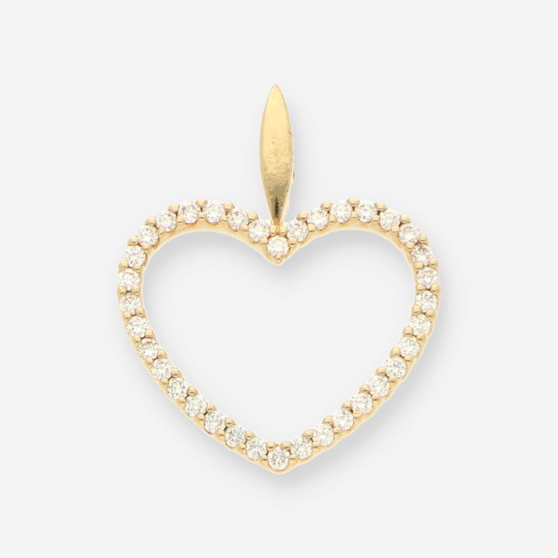 Colgante corazón de oro amarillo 18kt y brillantes