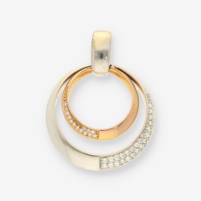 Colgante oro bl., oro ama. y brillantes