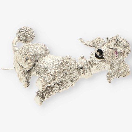 Broche perro oro blanco 18kt