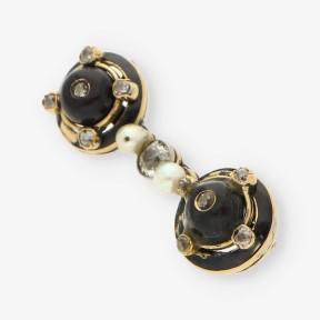 Broche Vintage oro 18kt con perla y Diamantes