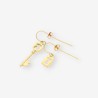 Pendientes largos llave y cerradura oro