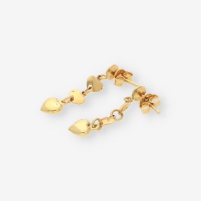 Pendientes largos en oro 18kt con corazón