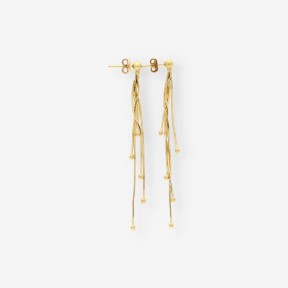 Pendientes largos bolitas oro