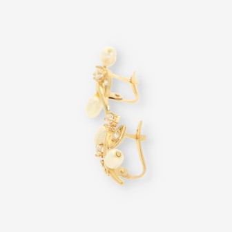 Pendientes oro, perla y circonitas