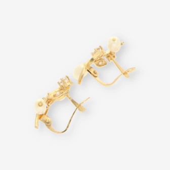 Pendientes oro, perla y circonitas