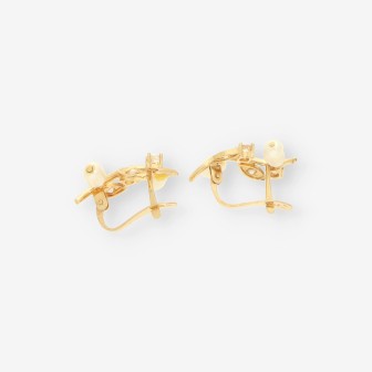 Pendientes oro, perla y circonitas