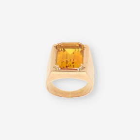 Anillo piedra naranja y oro 18kt