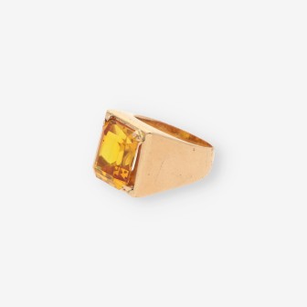 Anillo piedra naranja y oro