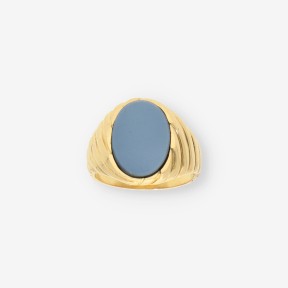Anillo oro y piedra azul