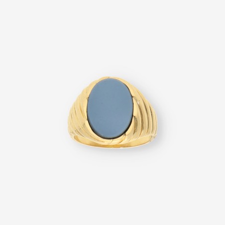Anillo oro y piedra azul