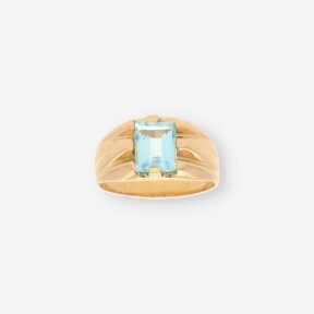 Anillo piedra azul y oro