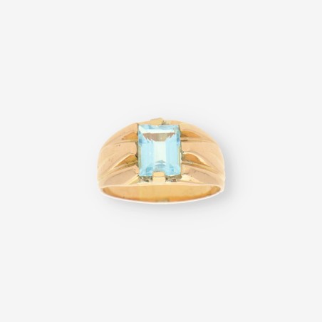 Anillo piedra azul y oro