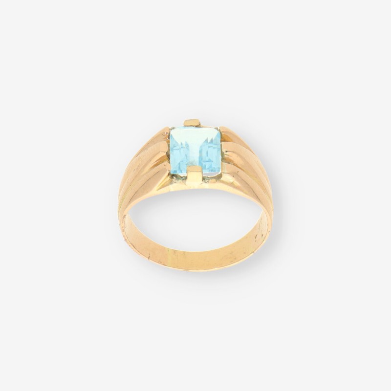 Anillo piedra azul y oro