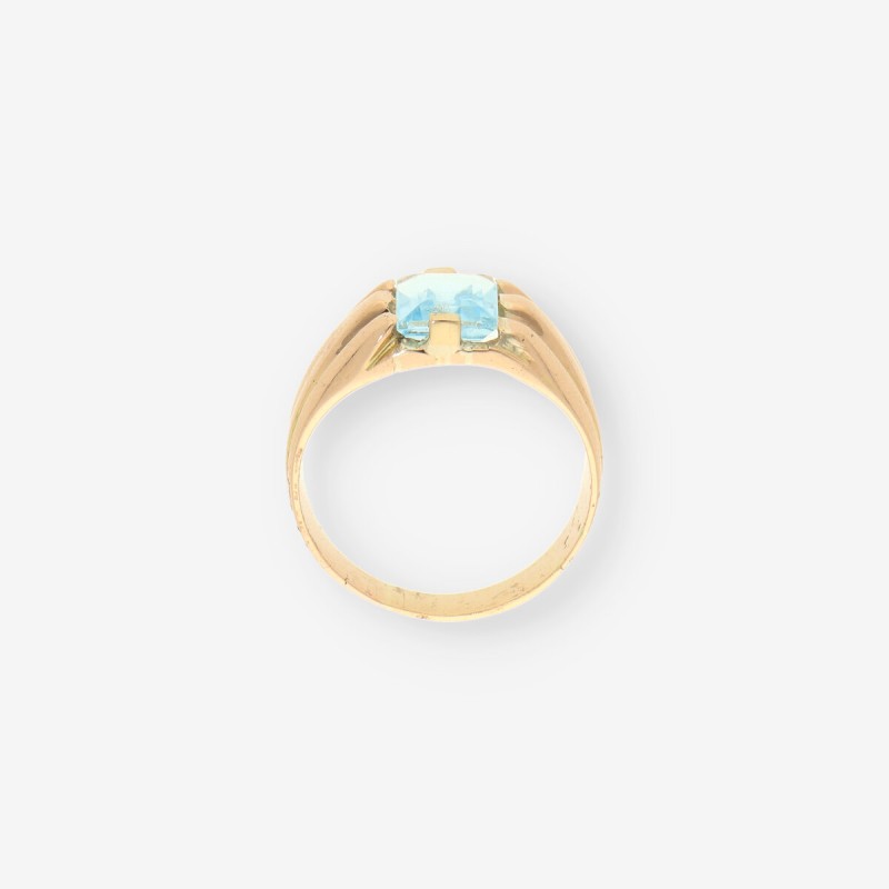 Anillo piedra azul y oro