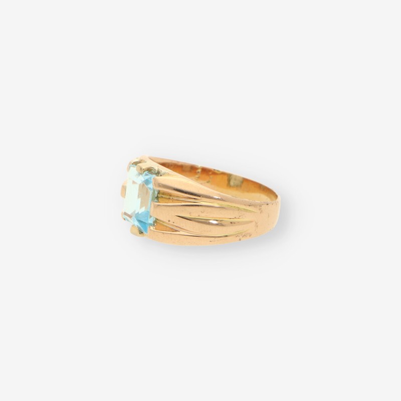 Anillo piedra azul y oro