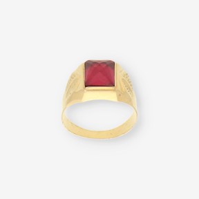 Anillo oro 18kt piedra roja