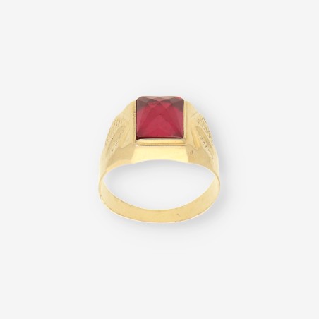 Anillo oro 18kt piedra roja