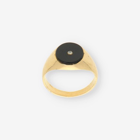 Anillo sello oro 18kt con Onix