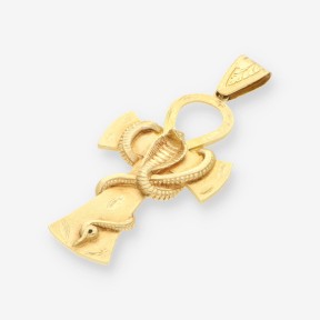 Colgante  cruz Ankh con  serpiente oro 18kt