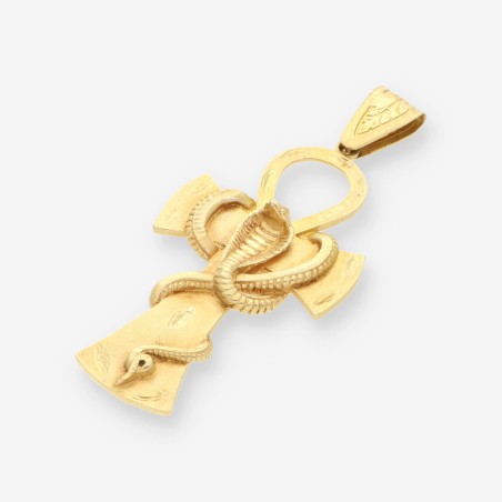Colgante  cruz Ankh con  serpiente oro 18kt