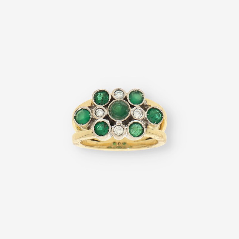 Anillo Esmeralda oro 18kt y brillantes