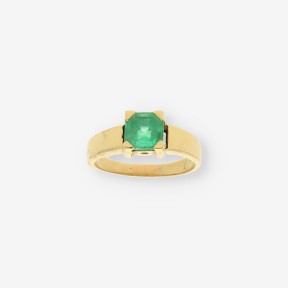 Anillo oro piedra verde