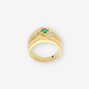 Anillo zafiro oro 18kt y brillantes