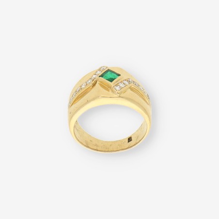 Anillo zafiro oro 18kt y brillantes