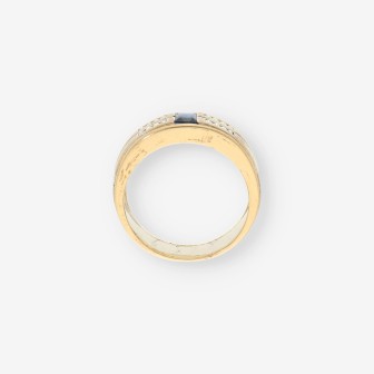 Anillo oro bl./am. zafiro y brillantes