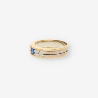 Anillo oro bl./am. zafiro y brillantes