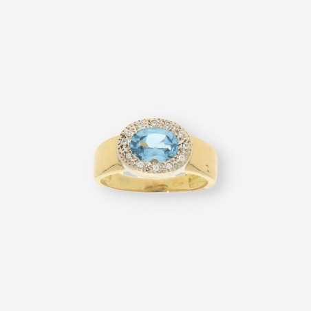 Anillo piedra azul y oro