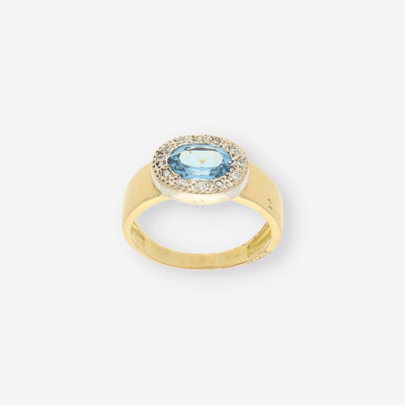 Anillo piedra azul y oro