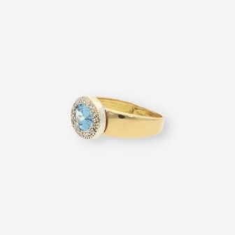 Anillo piedra azul y oro