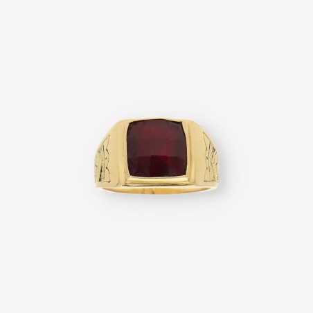 Anillo oro piedra roja