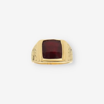 Anillo oro piedra roja