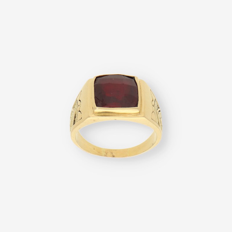 Anillo oro piedra roja