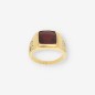 Anillo sello  oro 18kt piedra roja