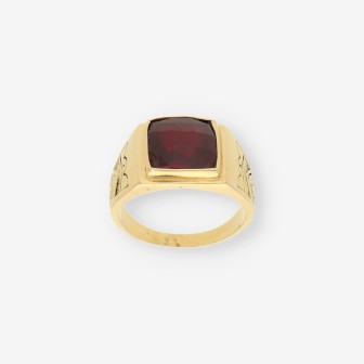 Anillo oro piedra roja