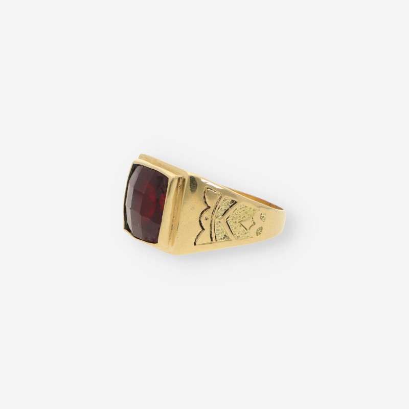 Anillo oro piedra roja