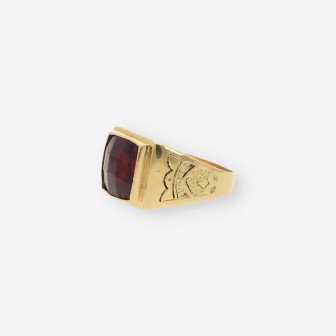 Anillo oro piedra roja
