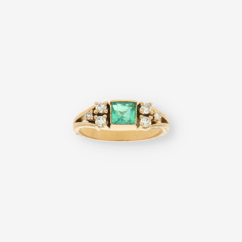 Anillo Esmeralda oro 18kt y brillantes