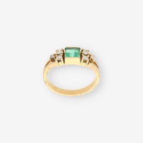 Anillo Esmeralda oro 18kt y brillantes