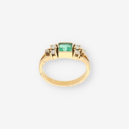 Anillo Esmeralda oro 18kt y brillantes