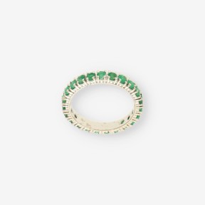 Alianza oro 18kt blanco y esmeralda