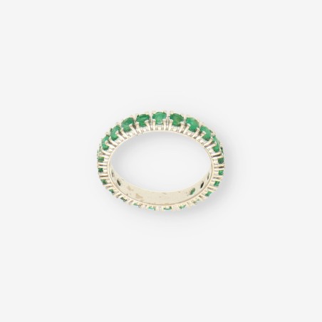 Alianza oro 18kt blanco y esmeralda