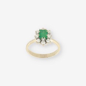 Anillo oro blanco 18kt esmeralda y brillantes