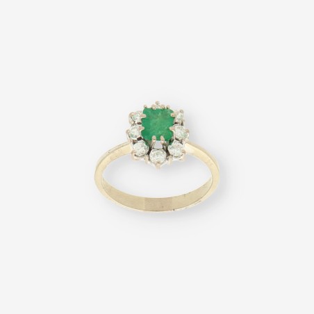 Anillo oro blanco 18kt esmeralda y brillantes