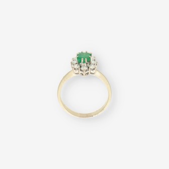 Anillo oro blanco esmeralda y bri