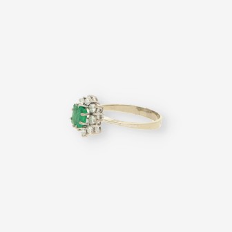 Anillo oro blanco esmeralda y bri